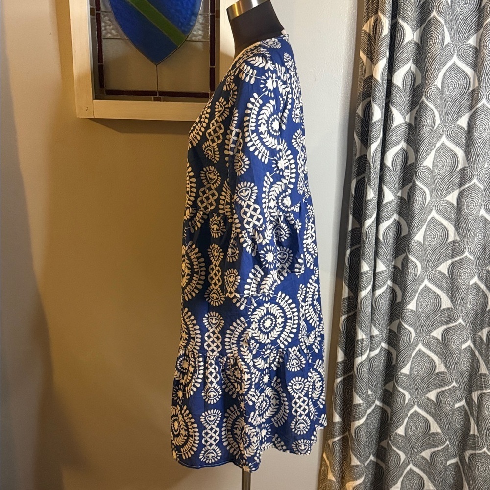 Saiph Lab Tiered Bell Sleeve Midi Dress SZ Large - Picture 4 of 8